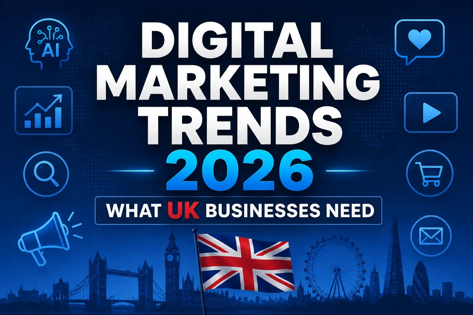 Digital marketing trends 2026 UK chart showing AI search, content strategy and growth channels for businesses
